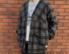 SASSAFRAS Digs Crew Cardie Jacket(Cotton Tweedy Check)